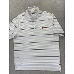 Texas Longhorns Golf Club Stitched Logo Striped Polo Shirt (Men's XL) White